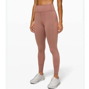 Lululemon In Movement Tight 25" Light Brown/Dusty Rose Leggings, Size 12